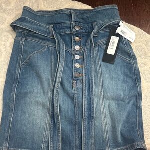 Veronica Beard Blue Denim Pencil Skirt with Front Buttons